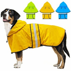 【送料無料】Dolitego 犬用レインコート- 防水調節可能な反射型犬用レインコートジャケット 小型犬中型犬大型犬 軽量 通気性 ポンチョス