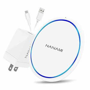 NANAMI ワイヤレス充電器 QC3.0 急速充電器付き 置くだけ充電器 セット - 7.5W/10W/15W 急速充電 iPhone 14/