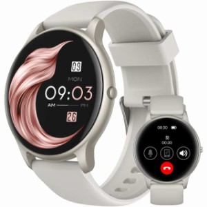 AGPTEK 日本正規品 スマートウォッチ 通話機能付き 丸型 iPhone対応 アンドロイド対応 ウォッチsmart watch 1.32インチ大画面 33ｍｍ 360