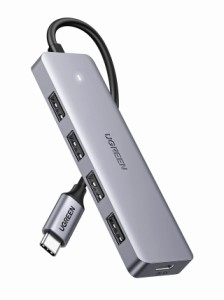 UGREEN USB-C ハブ Type-C ハブ USB3.0 4ポート拡張 15cmケーブル セルフパワー・バスパワー対応 5Gbps高速データ転送 LEDライト付き 給