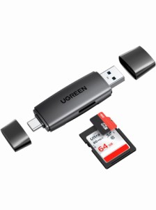UGREEN SDカードリーダー Type-C OTG対応 1台2役 USB3.0 Microsd sdカード リーダー 2TBまで大容量カードに対応 Android スマホ タブレッ