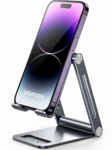 【送料無料】UGREEN スマホスタンド 卓上 アルミ製 携帯スタンド 角度調整可能 折りたたみ式 持ち運びに便利 耐久性 スマホ用 iPhone 15 