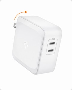 Spigen 合計 70W 充電器 [ USB Type-C, PD3.0 急速充電, 単ポート 60W, 2台同時 50W・20Ｗ, GaN II, 折りたたみ式プラグ ] Macbook Pro,