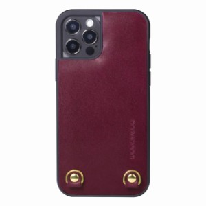 [HANATORA] iPhone ケース イタリアンレザー 本革 ダブルストラップホール ハンドストラップ付属 TGN-12Pro-Purple パープル iPhone 12 P