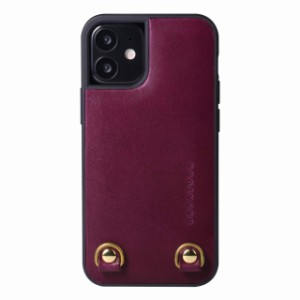 [HANATORA] iPhone ケース イタリアンレザー 本革 ダブルストラップホール ハンドストラップ付属 TGN-12Mini-Purple パープル iPhone 12