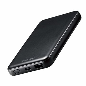 エレコム モバイルバッテリー 10000mAh 大容量 ( USB PD対応 ) 20W Type-C×1 / USB-A×1  iPhone / Android 各種対応  PSE認証 ブラック