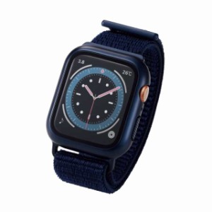 エレコム Apple Watch (アップルウォッチ) ケース カバー バンド一体型 44mm [Apple Watch SE2 SE 6 5 4 対応] 全面保護 ガラス ファブリ