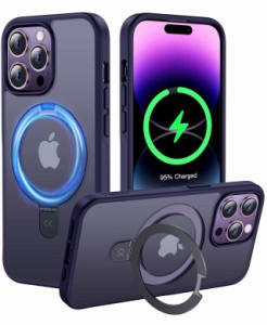 利便性・スタンド・MagsafeCASEKOO iPhone14ProMax 用 ケース 隠し収納式 米軍MIL規格 耐衝撃 スマホケース 薄形半透明 マット仕上げ 指