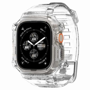 Apple Watch Ultra2 バンド 49mm 45mm 44mm 42mm 一体型 耐衝撃 PC TPU 二重構造 スポーツバンド 落下 衝撃 吸収 耐久性 傷防止 ラギッド