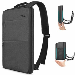 ZINZ 超薄 拡張可能 15 15.6 16インチ PCバックパック ビジネスリュック USB充電ポート通勤 通学 旅行 パソコン バッグ - 濃い灰色