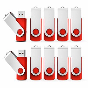 KEXIN USBメモリ 4GB 10個セットUSB 2.0 フラッシュドライブ 回転式 データ転送 USBメモリースティック Windows PCに対応（赤色）