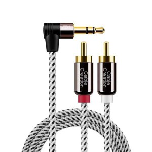 3.5mm to RCA,Cablecreation RCA to 3.5MM Auxジャックステレオオーディオ変換ケーブルY分配ケーブル 3.5mm to 2RCAステレオオーディオ変