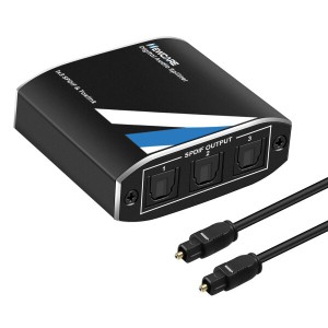 NEWCARE SPDIF/TosLink 光デジタル 分配器 1入力3出力 光ケーブル 分配器 LPCM2.0 DTS5.1 Doldy Digitalに対応 USBケーブルと光ケーブル