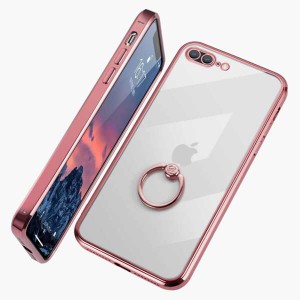 【送料無料】S Segoi iPhone 8 Plus ケース/iPhone 8 Plus ケースリング付き iPhone 8Plus/7Plus クリア メッキ加工 ソフトケース スタン