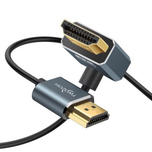 Twozoh HDMI ケーブル L型 向下 90度 オス-オス 3M、超薄型スリムHDMIコード 3D/4K@60Hz対応