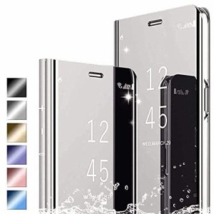 iPhone 14 Pro Max ケース 手帳型 おしゃれ 鏡面 フリップ ミラー スマホケース スタンド機能 光沢 表面半透明 Qi ワイヤレス充電対応、