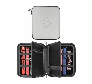 【送料無料】SMARTEC スマートウォッチバンド&アクセサリー 旅行/収納ケース 10本以上収納 Apple Watchバンド全シリーズ対応 (シルバー)