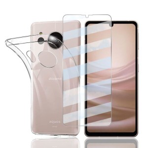 【送料無料】AQUOS Sense7 SH-53C SHG10 SH-M24 用の ガラスフィルム+ケース カバー TPU AQUOS Sense7 強化ガラス 保護フィルム 硬度9H 