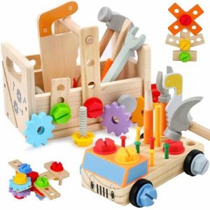【送料無料】Jecimco 大工さん おもちゃ 木製 2in1 子供 知育玩具 DIY 組み立て おもちゃ セット 男の子 女の子 工具セット ままごと ご