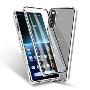 【送料無料】Guizzcg Sony Xperia 10 V ケースクリアガラス ( SO-52D / SOG11 ) 透明手机?ラッチ磁気バックル両面ガラススマートフォンケ