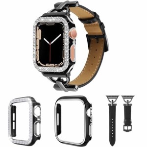 【送料無料】(GOCROWEEN) for Apple Watch 用 バンド ウォッチバンド レザーバンド 2個の保護ケース付き Apple watchケース 交換バンド 