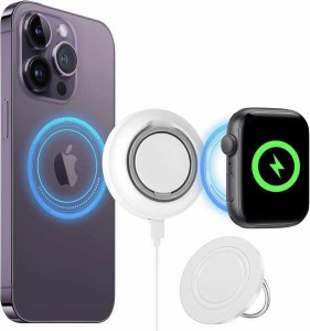 【送料無料】ワイヤレス充電器 Apple Watch 充電器 Qi認証 Mag-Safe充電器 スマホリング・スタンド機能付 i-Phone/Apple Watch/Airpodsに