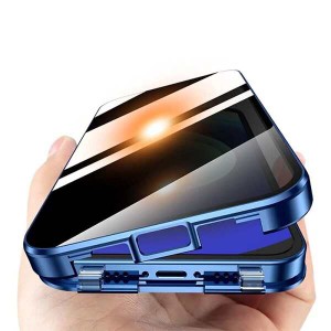 【送料無料】全面 クリア ケース iPhone 15 Pro Max ケース 強化ガラス付き 覗き見防止 マグネット式 ロック機能付き 一体型レンズ保護 3
