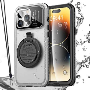 【送料無料】AICase セルフチェック防水電話ケース iPhone 14 Pro 用 水中タッチスクリーン 防水 防塵 防雪 ダイビング電話ケース 内蔵ス