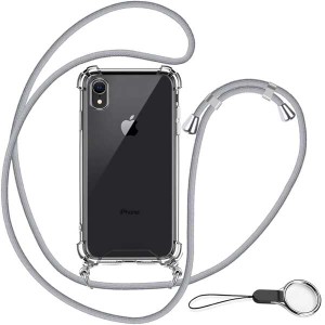 【送料無料】OJBSEN iPhone XR 用ケース アイフォン XR 用カバー調節可能な ショルダー 肩がけ 首掛け 紐付き 薄型 透明 PC + 軽量 シリ