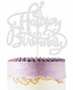【送料無料】WishFirst ケーキトッパー キラキラ 誕生日ケーキトッパー カップケーキ トップハットパターン Happy Birthday 飾り お祝い 
