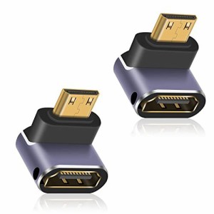 【送料無料】Duttek L字型HDMI Mini HDMI 変換アダプタ, 8K HDMIミニ HDMI2.1変換アダプター Mini HDMI(オス) to HDMI(メス) 延長アダプ