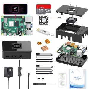 TRASKIT Raspberry Strart Kit/Raspberry Pi 4 /ラズベリーパイ4B（8GB RAM）/MicroSDカード32GB NOOBSプリインストール/専用ブラックケ