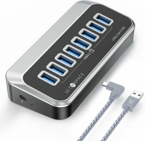 SETMSPACE usb ハブ 5Gbps 32°人体工学設計 USB Cハブ 斜め設計 usb3.2ハブ typeA 7ポート 5Gbpsコンパクト 高速データ転送 小型 持ちや