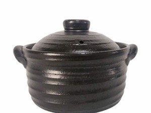 萬古焼 IH対応土鍋 IHマルチ炊飯鍋 2合炊飯鍋（二重蓋） ブラック