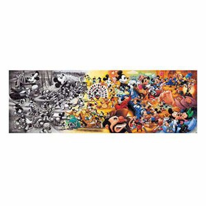 456ピース ジグソーパズル ディズニー 歴代ミッキーマウス集合! ぎゅっとシリーズ 【光るジグソー】(18.5x55.5cm)