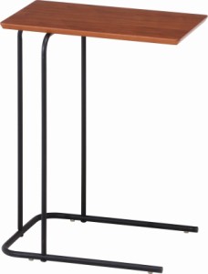 不二貿易 サイドテーブル 突板 幅35×奥行46×高さ60cm ブラウン コーヒーテーブル ソファテーブル コの字型 12519