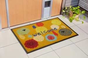 【送料無料】イケヒコ 玄関マット フォレスタ オレンジ 約59×90cm 花柄 屋外用 マット #2042069