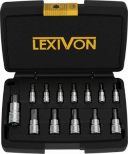 LEXIVON トルクレンチ、インパクトレンチ、ドリル用のトルクスビットソケットセット プレミアムS2合金鋼 | スター T8〜T60 13点セット |