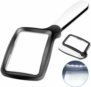 NZQXJXZ 拡大鏡3倍 手持ちルーペ 大型レンズ LEDライト付き 虫眼鏡 読書/手芸/作業/縫製 老人用 プレゼント
