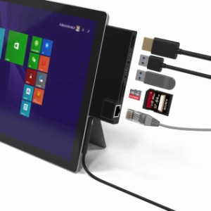 最新型Microsoft Surface Pro 4/Pro 5/Pro 6 用USB 3.0 ハブ 6in1ドッキングステーション 4K HDMI ポート + SD＆Micro SDカードリーダ