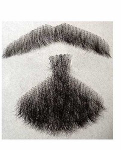 【送料無料】ALISY 付け髭 ひげ 口髭 人毛 ウィッグ 髪製髭 手作り本物 1枚 (張ジン)