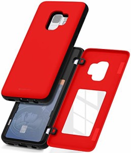 Goospery Galaxy S9 (2018) ケース 背面 カード 収納 マグネット式 バンパー カバー (レッド) S9-MDB-RED