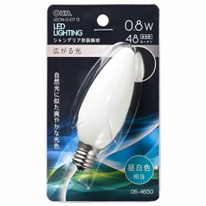 オーム電機 LED電球 シャンデリア電球形 E17/0.8W 昼白色