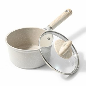 カローテ CAROTE 片手鍋 16cm IH対応 ミルクパン マーブルコーティングくっつかない 洗いやすい 一人鍋 揚げ物 煮物 １年 グレージュ