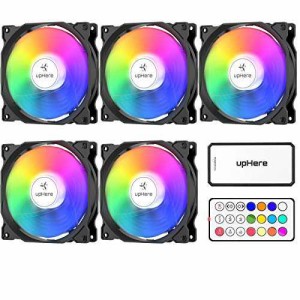 Novonest 120mm RGB PCケースファン 中を光らせる 静音タイプ 25mm厚 6PIN リモコンで制御 5本1セット 黒い枠【C8123-5】