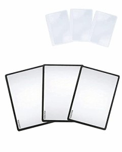 MAGDEPO 3枚のページ拡大シートとボーナス3枚のカード拡大鏡。読むためのページ拡大鏡4倍 (3個セット)