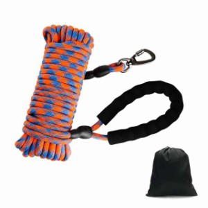 Tresbro 【改良型】 ロングリード 丸ロープ 犬 リード 15mオレンジ 絡みにくいのトレーニングリード ロック式360°回転できカラビナフッ