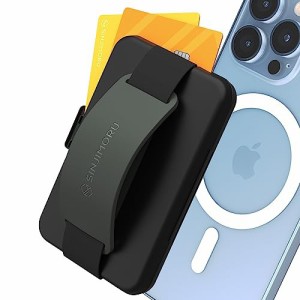 【送料無料】【紛失防止タグホルダー付き】Sinjimoru Magsafe用カードケース、ワイヤレス充電可能 スマホスタンド グリップ機能 i Phone1