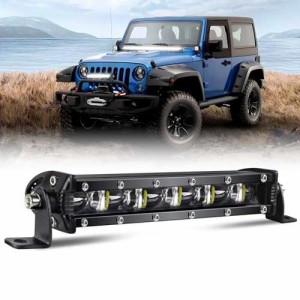 【送料無料】UNI-SHINE LEDライトバー 車 7インチ LED作業灯 12V/24V 30W 6Dレンズライトカップ 6500K 4000LM LEDワークライト 薄型LEDラ