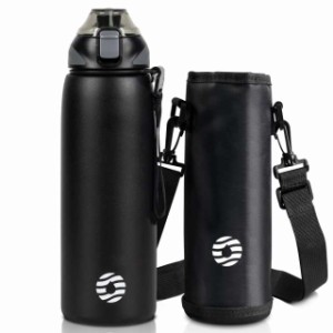 FJbottle 水筒 1リットル 真空断熱 ワンタッチ スポーツボトル 1L 保温 保冷 スポーツ飲料対応 広口 洗いやすい ステンレスボトル 水筒カ